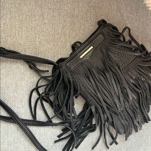 Rebecca minkoff black fringe crossbody